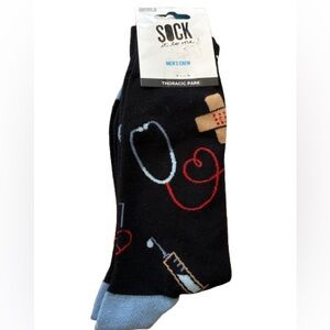 Sock It to Me Thoracic Park Men's Crew Socks stethoscopes bandages syringes mask